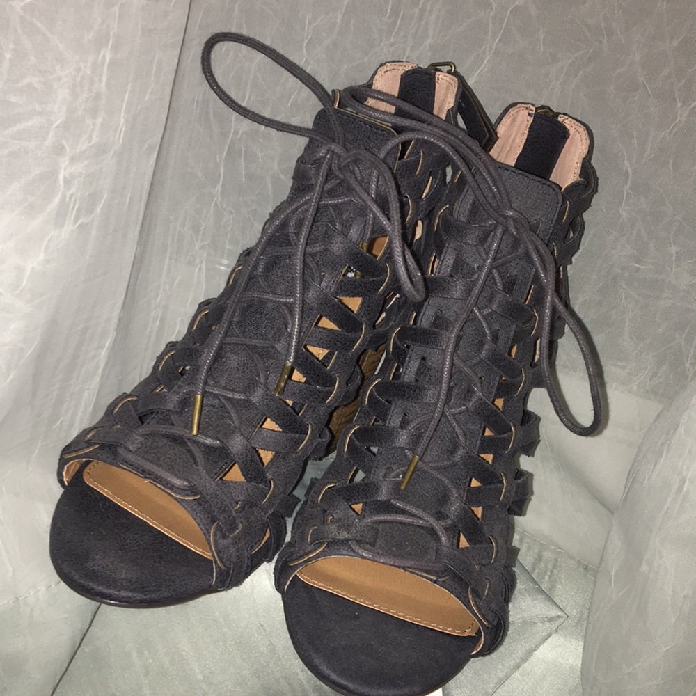 Open toed blue heels